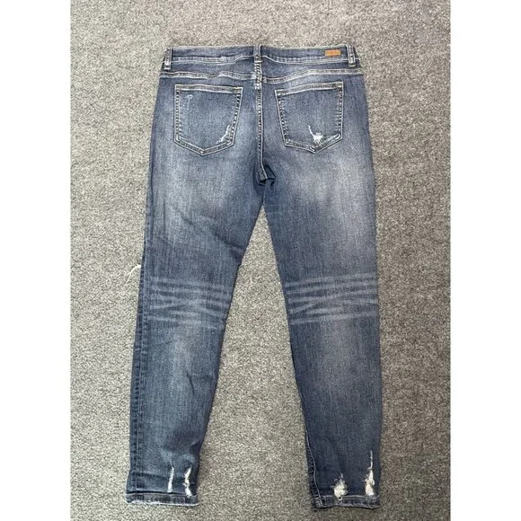 Sneak Peek Womens Distressed Sexy Boyfriend Jeans Size 13 Med Wash Cotton Blend - Picture 8 of 8